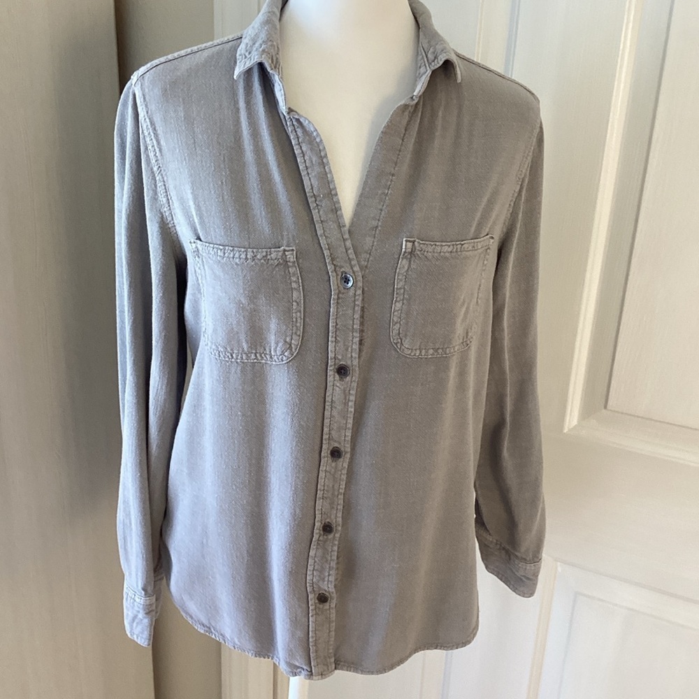 Rock & Republic Gray Button Down Shirt Sz XS